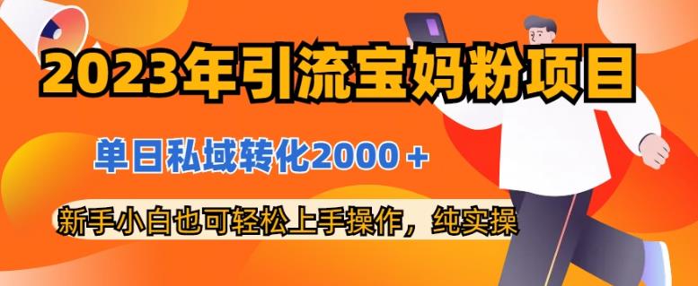 2023年引流宝妈粉项目，单日私域转化2000＋，新手小白也可轻松上手操作，纯实操-好课资源网