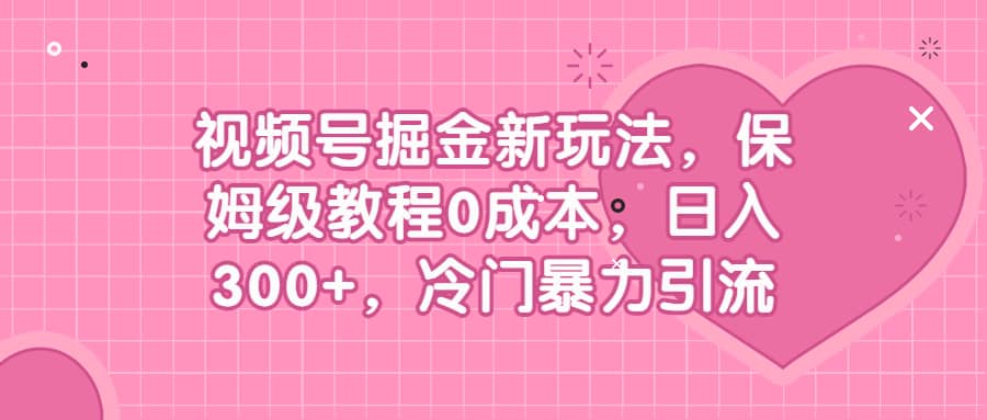 视频号掘金新玩法，保姆级教程0成本，日入300 ，冷门暴力引流-好课资源网