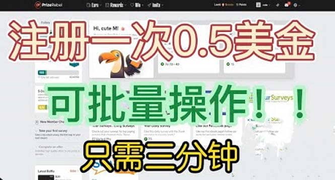 国外项目注册一次0.5美金 只需三分钟无脑操作 可批量放大 小白工作室福利-好课资源网