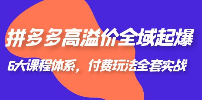 拼多多-高溢价 全域 起爆，6大课程体系，付费玩法全套实战-好课资源网