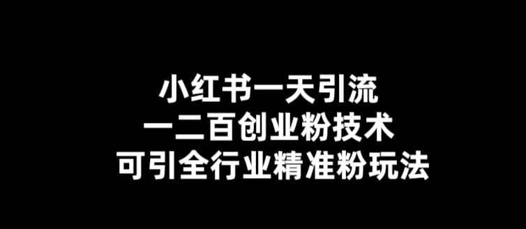 【引流必备】小红书一天引流一二百创业粉技术，可引全行业精准粉玩法-好课资源网