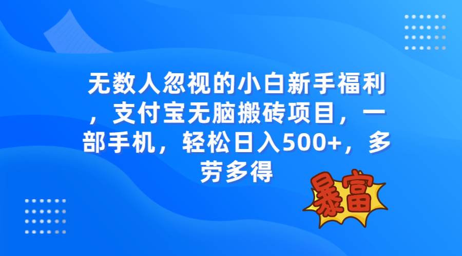 无数人忽视的项目，支付宝无脑搬砖项目，一部手机即可操作，轻松日入500-好课资源网