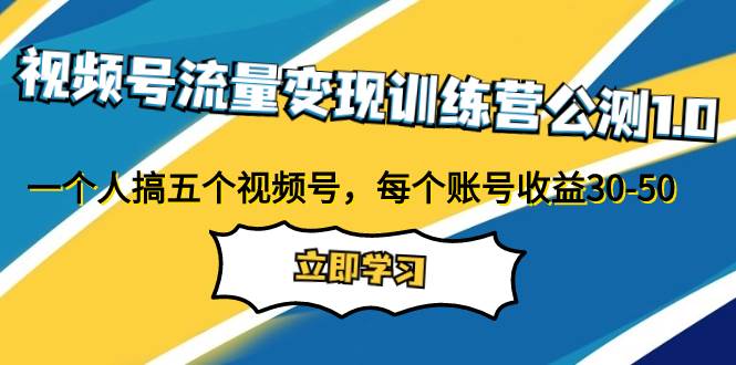 视频号流量变现训练营公测1.0：一个人搞五个视频号，每个账号收益30-50-好课资源网