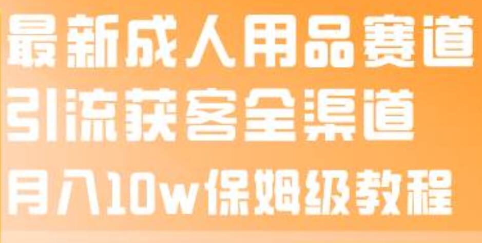 最新成人用品赛道引流获客全渠道，月入10w保姆级教程-好课资源网