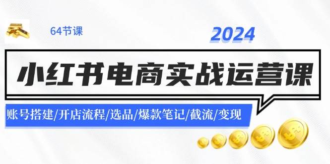 2024小红书电商实战运营课：账号搭建/开店流程/选品/爆款笔记/截流/变现-好课资源网