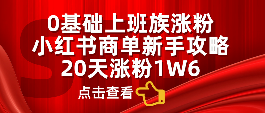 0基础上班族涨粉，小红书商单新手攻略，20天涨粉1.6w-好课资源网