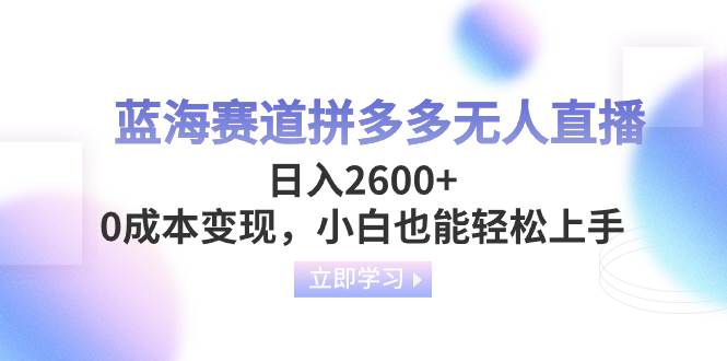 蓝海赛道拼多多无人直播，日入2600 ，0成本变现，小白也能轻松上手-好课资源网